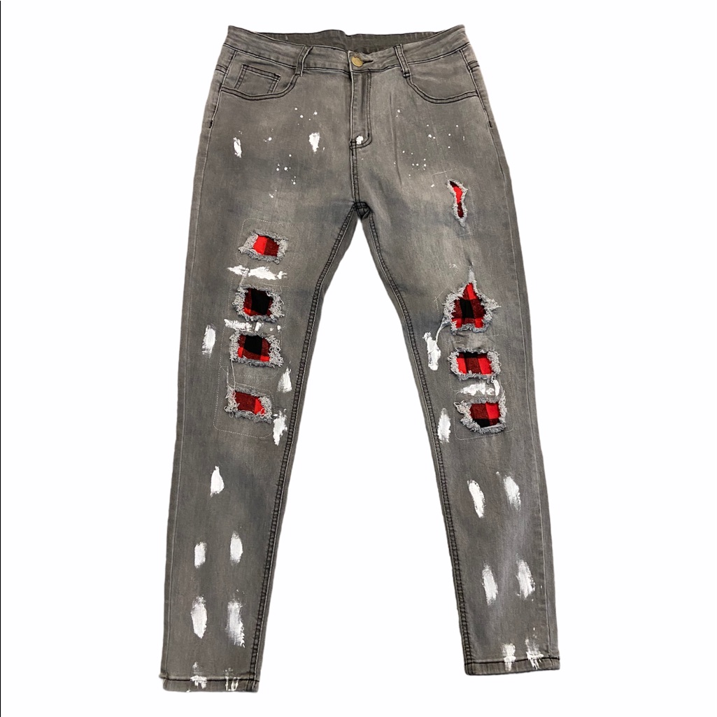Ripped/ Painted Patchwork Denim